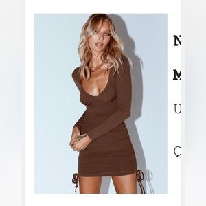 PRINCESS POLLY mini long sleeve brown dress